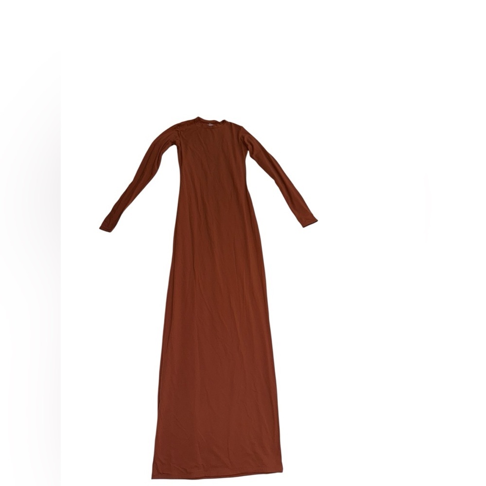 SKIMS Fits Everybody Long Sleeve Crew Mock Neck Midi Dress - Size Medium - Picture 3 of 7